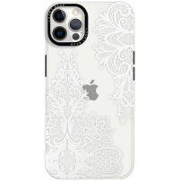 Husă transparentă lucioasă cu model pentru iPhone 12 Pro Max - dantelă