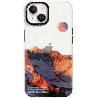 Husă transparentă lucioasă cu model pentru iPhone 14 - munți