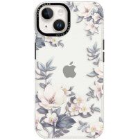 Husă transparentă lucioasă cu model pentru iPhone 14 Plus - flori de magnolie