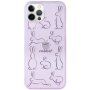 Husă transparentă mată cu model iepuri abstracți pentru iPhone 12 Pro Max - violet