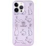 Husă transparentă mată cu model iepuri abstracți pentru iPhone 13 Pro Max - violet