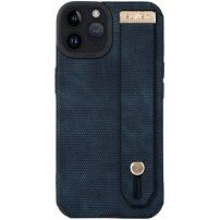 Husă din piele cu buclă de mână pentru iPhone 12 Pro Max - albastru