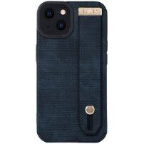 Husă din piele cu buclă de mână pentru iPhone 13 - albastru