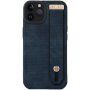 Husă din piele cu buclă de mână pentru iPhone 14 Pro Max - albastru