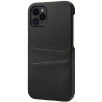 Husă din piele cu buzunare carduri pentru iPhone 11 Pro - negru