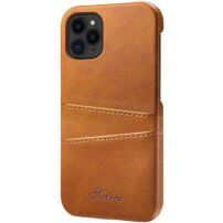 Husă din piele cu buzunare carduri pentru iPhone 11 Pro Max - maroniu