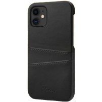 Husă din piele cu buzunare carduri pentru iPhone 12 / 12 Pro - negru