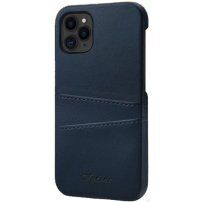 Husă din piele cu buzunare carduri pentru iPhone 12 Pro Max - albastru