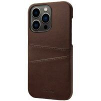 Husă din piele cu buzunare carduri pentru iPhone 13 Pro - maro