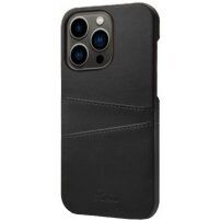 Husă din piele cu buzunare carduri pentru iPhone 13 Pro Max - negru