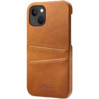 Husă din piele cu buzunare carduri pentru iPhone 14 Plus - maroniu