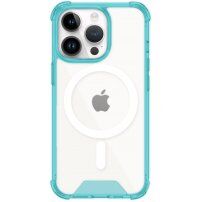 Husă transparentă cu ramă colorată și MagSafe pentru iPhone 13 Pro Max - albastru