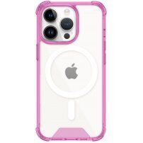 Husă transparentă cu ramă colorată și MagSafe pentru iPhone 13 Pro Max - roz