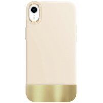 Husă de protecție cu partea inferioară metalizată pentru iPhone XR - bej