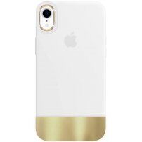 Husă de protecție cu partea inferioară metalizată pentru iPhone XR - alb