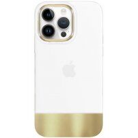 Husă de protecție cu partea inferioară metalizată pentru iPhone 14 Pro - alb