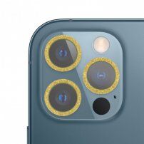 Sticlă securizată cu ramă strălucitoare pentru a proteja obiectivele camerei foto pentru iPhone 12 Pro - auriu