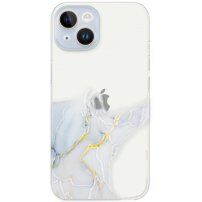 Husă transparentă cu model de marmură pentru iPhone 14 - albastru deschis