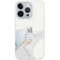 Husă transparentă cu model de marmură pentru iPhone 14 Pro - albastru deschis