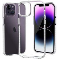 Carcasă transparentă cu cadru colorat din plastic moale pentru iPhone 14 - alb