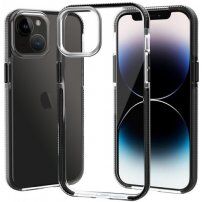 Carcasă transparentă cu cadru colorat din plastic moale pentru iPhone 14 - negru