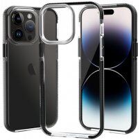 Carcasă transparentă cu cadru colorat din plastic moale pentru iPhone 14 Pro Max - negru