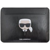 Karl Lagerfeld Head Embossed husă pentru MacBook până la 16" - negru