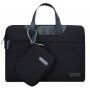 Cartinoe servietă elegantă, cu portofel mic, pentru MacBook până la 16" - negru