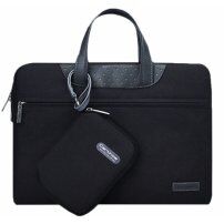 Cartinoe servietă elegantă, cu portofel mic, pentru MacBook până la 16" - negru