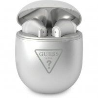 Căști wireless Guess True Wireless Triangle Logo pentru Dispozitive Apple - argintiu