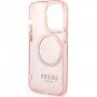 Guess Translucent husă transparentă cu MagSafe pentru iPhone 14 Pro Max - roz