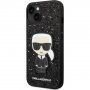 Karl Lagerfeld Glitter Flakes Ikonik husă cu sclipici pentru iPhone 14 - negru