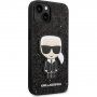 Karl Lagerfeld Glitter Flakes Ikonik husă cu sclipici pentru iPhone 14 - negru