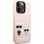 Karl Lagerfeld Karl and Choupette husă silicon cu MagSafe pentru iPhone 14 Pro Max - roz