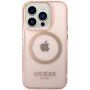 Guess Translucent husă transparentă cu MagSafe pentru iPhone 14 Pro Max - roz