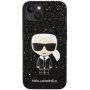 Karl Lagerfeld Glitter Flakes Ikonik husă cu sclipici pentru iPhone 14 - negru