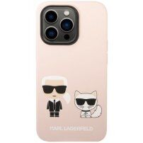 Karl Lagerfeld Karl and Choupette husă silicon cu MagSafe pentru iPhone 14 Pro Max - roz