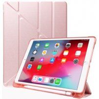 Husă cu stativ origami și compartiment pentru Apple Pencil pentru iPad 10,2" (2019-2021) / Air 3 (2019) / Pro 10,5" - roz