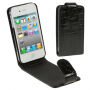 Husă flip, pentru iPhone 4 / 4S, în stil piele de crocodil – neagră