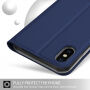 Husă flip cu stativ, pentru iPhone XS Max - albastru închis