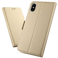 Husă flip cu stativ, pentru iPhone XS Max - auriu