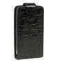 Husă flip, pentru iPhone 4 / 4S, în stil piele de crocodil – neagră