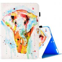 Husă cu spațiu pentru carduri, pentru iPad 9,7" (2017/2018) / Air 1 / 2 / Pro 9,7" - elefant colorat