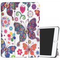 Husă cu funcție sleep, pentru iPad 9,7" (2017/2018) - fluturi şi flori
