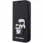 Karl Lagerfeld Saffiano Karl and Choupette NFT carcasă flip pentru iPhone 14 Pro - negru