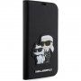 Karl Lagerfeld Saffiano Karl and Choupette NFT carcasă flip pentru iPhone 14 Pro Max - negru