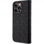 Karl Lagerfeld Saffiano Monogram husă flip pentru iPhone 14 Pro Max - negru