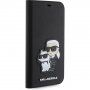 Karl Lagerfeld Saffiano Karl and Choupette NFT carcasă flip pentru iPhone 11 - negru