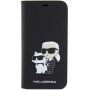 Karl Lagerfeld Saffiano Karl and Choupette NFT carcasă flip pentru iPhone 13 Pro Max - negru