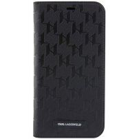 Karl Lagerfeld Saffiano Monogram husă flip pentru iPhone 12 / 12 Pro - negru